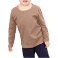 thumbnail image 1 of RXIRUCGD T-Shirts pour Tout-Petits Garçons Filles Mode Couleur Unie Col Rond Manches Longues Haut ( Café, Taille : 2-3 Ans ), 1 of 8