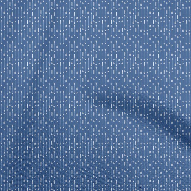 oneOone Cotton Silk Medium Blue Fabric Arow Craft Projects Decor Fabric Printed By The Yard 42 Inch Wide
