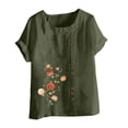 thumbnail image 4 of Birdeem Womens Summer Oversize Casual Round-Neck Short Sleeve Flower Printing Loose Shirt Tops, 4 of 5