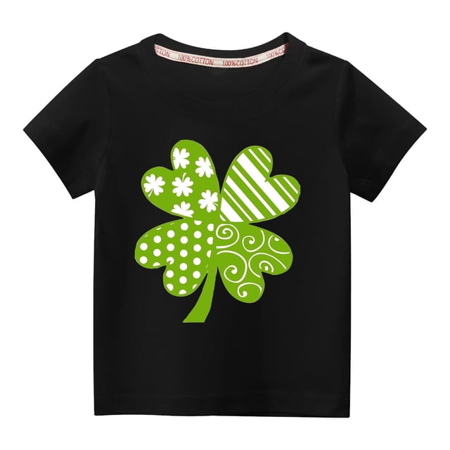 MeetoTime T-shirt Uni à Col Rond pour Tout-Petits Enfants Imprimé Fête de la Saint-Patrick Manches Courtes pour Garçons Filles