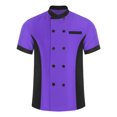 thumbnail image 1 of TiaoBug Unisex Chef Jacket Double Breasted Short Sleeve Chef Coat Hotel Restaurant Kitchen Work Wear Purple XXL, 1 of 5