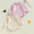 thumbnail image 4 of AherBiu Vêtements pour Nouveau-Né Fille Col Ras du Cou Manches Longues Vêtements pour Bébé Justaucorps Automne Barboteuses Tenues, 4 of 5