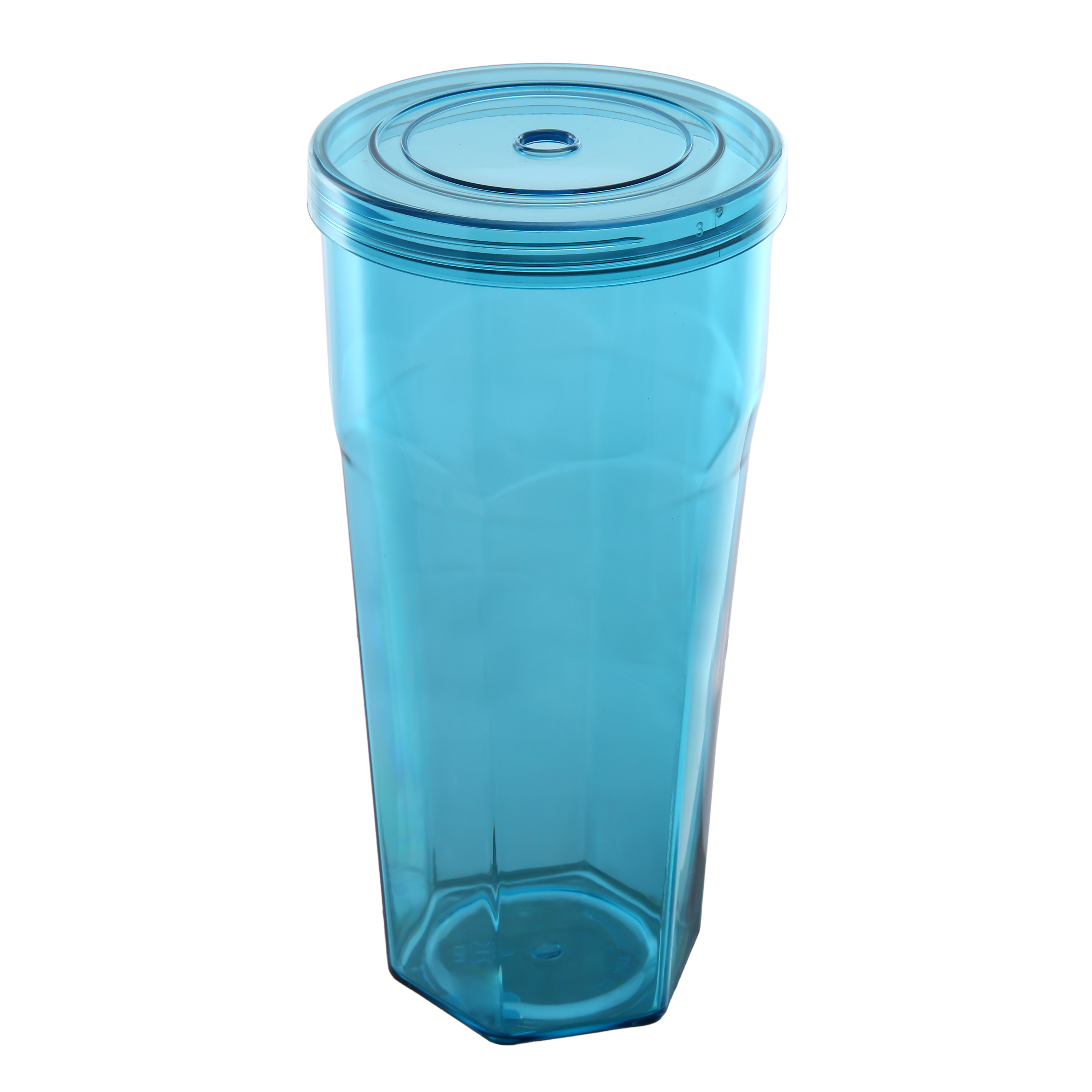 Gobelet en plastique Mainstays de 59 cl avec couvercle à visser et paille bleu