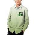 thumbnail image 1 of RXMEKW Chemise à Manches Longues Imprimée de la Saint-Patrick pour Garçons avec Col Rabattu, 95 % Coton 5 % Élasthanne, Vert, 1 of 7