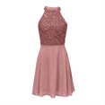 thumbnail image 4 of JGGSPWM Robe de Bal à Paillettes pour Femmes, Dos Nu, Sans Manches, Jupe Ajustée, Robe de Soirée, Élégante, Mariage, Demoiselle d'Honneur, Rose, TG, 4 of 4