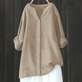 thumbnail image 2 of AherBiu Plus Size Tops for Women Cotton Linen Button down Shirts Causal Long Sleeve Fall Loose Fitting Blouses, 2 of 4