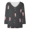 thumbnail image 4 of CEHVOM Blouse à Manches Longues Imprimée pour Femmes, Col en V, Tunique Chandail, 4 of 6