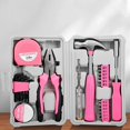 thumbnail image 1 of Tool Set 24pc Household Pink Tool Sets for Women Small Mini Tool Box Set of Starter Basic Ladies Tools Including Grip Pliers, 1 of 7