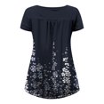 thumbnail image 4 of CEHVOM Women's Summer Printed Round Neck Button Pleated Short Sleeve Top, 4 of 5