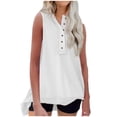 thumbnail image 1 of FAIWAD Women's Sleeveless Tank Tops Summer V Neck Button Down Tops Irregular Hem Lightweight Tops, 1 of 6