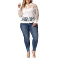 thumbnail image 2 of GRACE & GRANDEUR Women's Plus Size Mesh Sheer Floral Lace Long Sleeve Bomber Jacket, 2 of 5