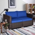 thumbnail image 4 of Gymax 2PCS Rattan Corner Sofa Set Patio Outdoor Furniture Set w/ 4 Navy Cushions, 4 of 10