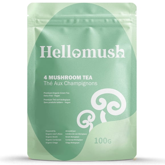 Organic Loose-Leaf Mushroom Tea – Green Tea with Lion’s Mane, Reishi, Chaga & Cordyceps (100g)