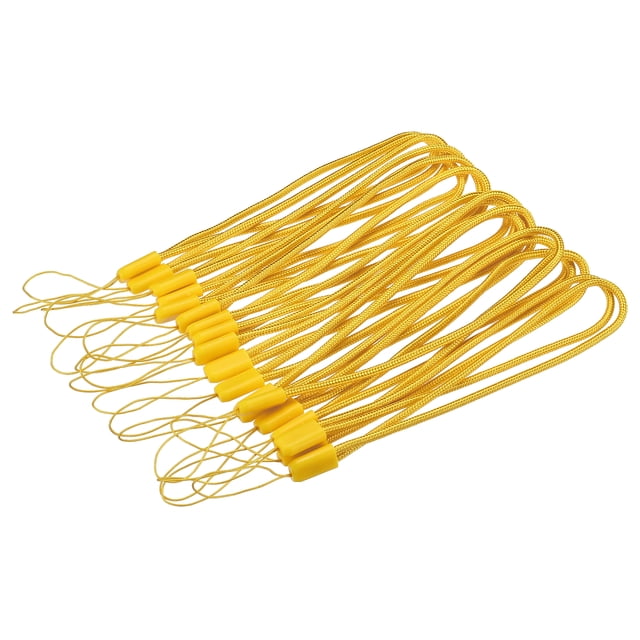 Unique Bargains 18cm Portable Item Nylon Cord Lanyards Hand Wrist Strap String Yellow 20 Pack