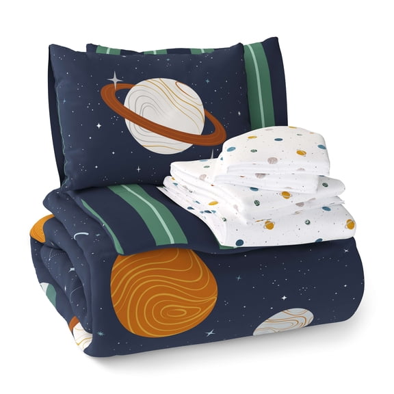 Mainstays Kids Ensemble de literie 7 pièces « Bed in a Bag » Planètes, pour lit double, avec douillette réversible