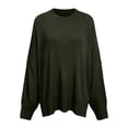 thumbnail image 4 of WUANDIXFA Chandails d'Automne pour Femmes Chandails Tendance pour Femmes Chandails à Manches Longues Fente Latérale Col Rond Chandails Molletonnés à Enfiler Hauts de Mode pour Femmes Vêtements Corset Vêtements d'Extérieur Vert,P, 4 of 5