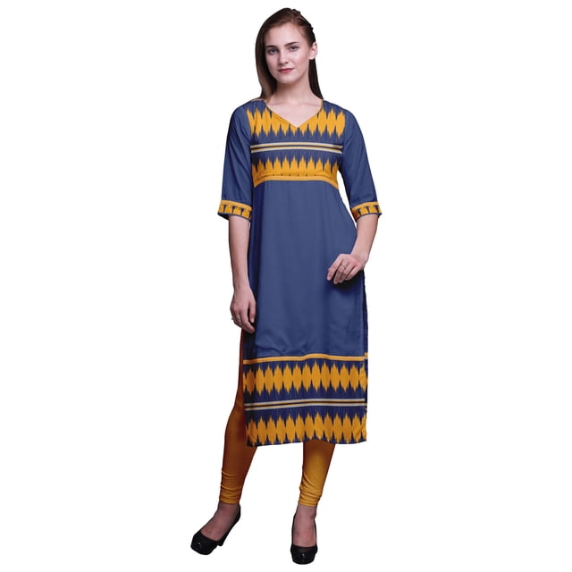 Bimba Panel Straight Kurtis For Women Long Kurti Dress Printed Indian Top
