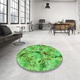 thumbnail image 4 of Ahgly Tapis Rond Lavable en Machine Intérieur Transitionnel Vert Émeraude, 3 Pieds Rond, 4 of 7
