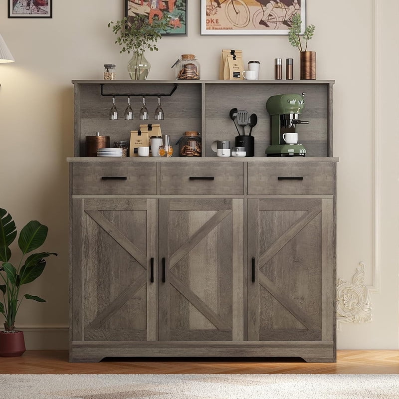 Microwave Cabinet with Drawers & Doors – Double-Sided Modern Kitchen Storage Cabinet, Multi-Door Microwave Stand
