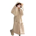 thumbnail image 1 of Penkiiy Robe Longue à Capuche pour Femmes, Peignoirs à Boutons Mignons, Robe de Chambre Douce et Chaude pour Femmes, TG, Blanc, 1 of 4