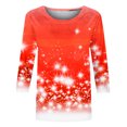thumbnail image 4 of Pisexur Chandails de Noël pour Femmes Chandails à Manches 3/4 pour Femmes Chandails à Col Rond Graphiques Amusants Chandails à Capuchon Décontractés pour les Fêtes de Noël Confort Amples Mode d'Automne Chandails à Enfiler, 4 of 4