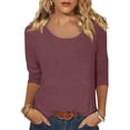 thumbnail image 2 of 2025 T-Shirt de Course Décontracté Uni pour Femmes à Manches Longues Femmes Couleur Imprimé Col Bas Manches Longues Femmes Course Coupe Manches 3/4 T Manches Longues Compression T-Shirt pour Femmes Haut, 2 of 7