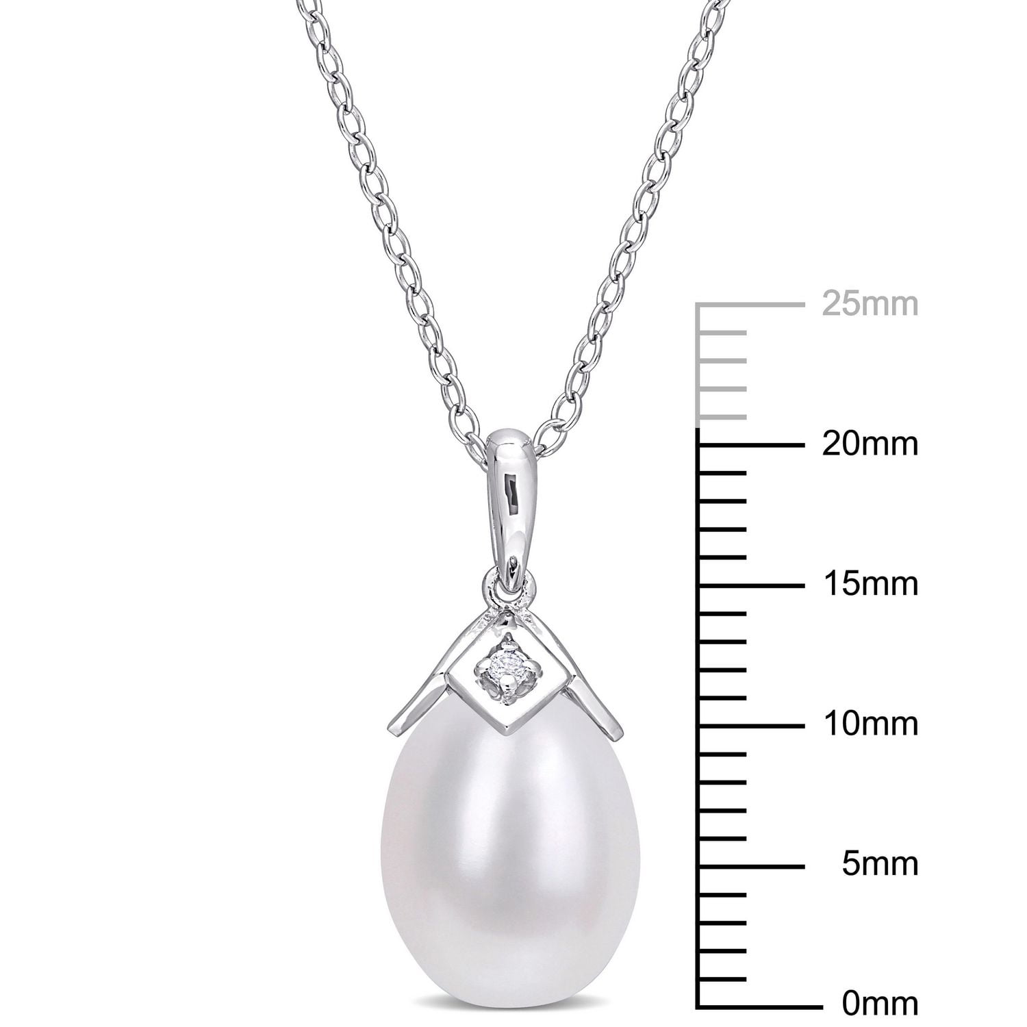 Collier pendentif Miabella en argent sterling avec perles culture d'eau douce et accents de saphirs blancs synthétiques