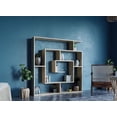 thumbnail image 3 of JV Home Labyrinth Collection 51x49 Inch Grand Bookcase Stylish Bookshelf 6 Tier Shelving Storage for Living Room Kitchen Laundry Bedroom (Oak), 3 of 7