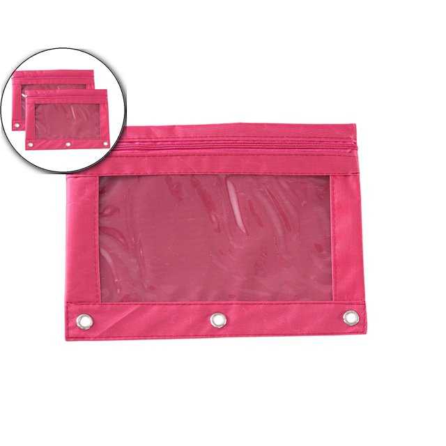 Dvruxg 2 Pcs Trousse à Crayons, Trousse à Crayons Trois Trous Fermeture Éclair Simple Sac de Rangement Transparent en PVC, Grande Capacité Trousse à Crayons avec Fermeture Éclair Classeur Transparent