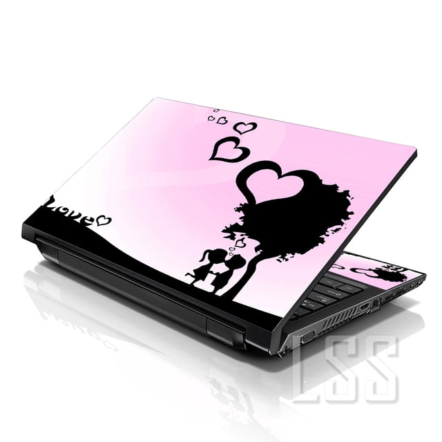LSS 17 17.3 Inches Laptop Notebook Skin Sticker Decal Cover for Dell Lenovo Apple Acer Fits 17" to 19" with 2 Wrist Pads - Love Night Heart