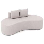 Costway 78.5" Sofa Couch Upholstered Curved Sofa with 2 Cozy Pillows Low Backrest Gray Gray