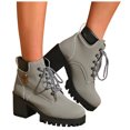 thumbnail image 1 of Platform Combat Boots for Women Trendy Leather Waterproof Non Slip Chunky High Heel Riding Ankle Booties, 1 of 5