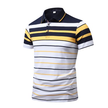 BOBOGOJP Polo en Coton Ajusté pour Homme à Évacuation de l'Humidité, Manches Courtes, Polo Décontracté (Jaune, TG)