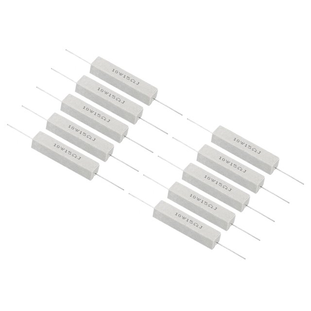 Unique Bargains 10Pcs 15 Ohm Resistors, 10W Ceramic Cement Resistor Power Cement Resistor Kit Tolerance 5% for Power Adapters Audio