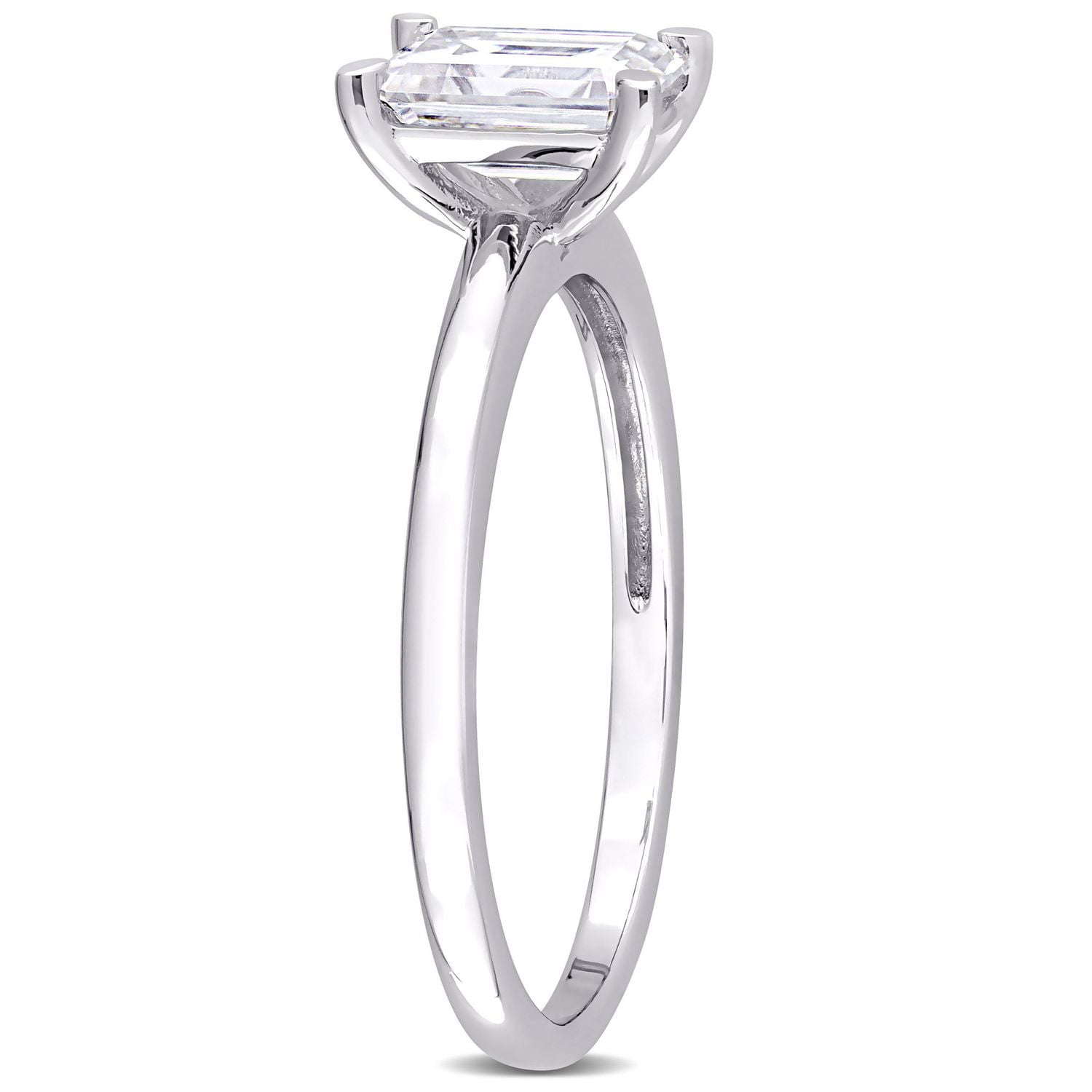 Bague de fiançailles solitaire de Miabella avec 1 CT PBT de moissanite de coupe émeraude en argent sterling