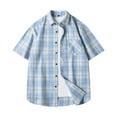 thumbnail image 1 of Besolor Mens Summer Button down Shirts Plaid Collared Short Sleeve Tops Big and Tall Beach Vacation Shirts with Pocket, 1 of 4