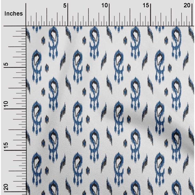 oneOone Cotton Poplin Fabric Paisley Ikat Print Fabric BTY 56 Inch Wide