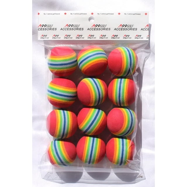 Great Gift - A99 Golf Rainbow Foam Ball 12 Pcs Practice Training Balls for Driving Range, Swing Practice, Indoor Simulators, Outdoor & Home Use Floating Water Fun