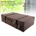 thumbnail image 4 of Leather Carrying Case, Brown Fine Workmanship Retro Suitcase Security Lock Portable Handle Wooden Frame Versatile Usage  for Home Decoration, 4 of 7