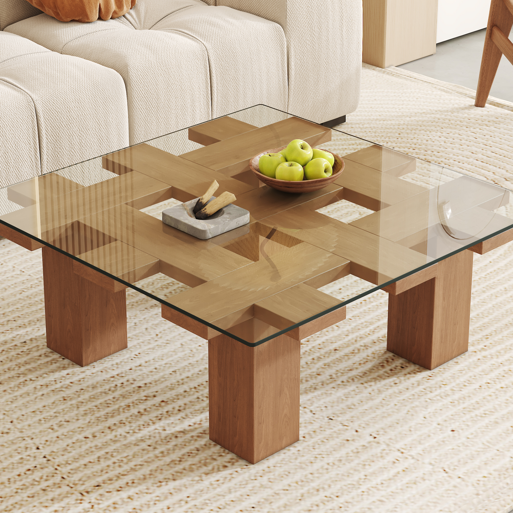 Noble House Table basse en verre trempé carré 36", transparent résistant à la chaleur, pour cuisine et restaurant, transparent