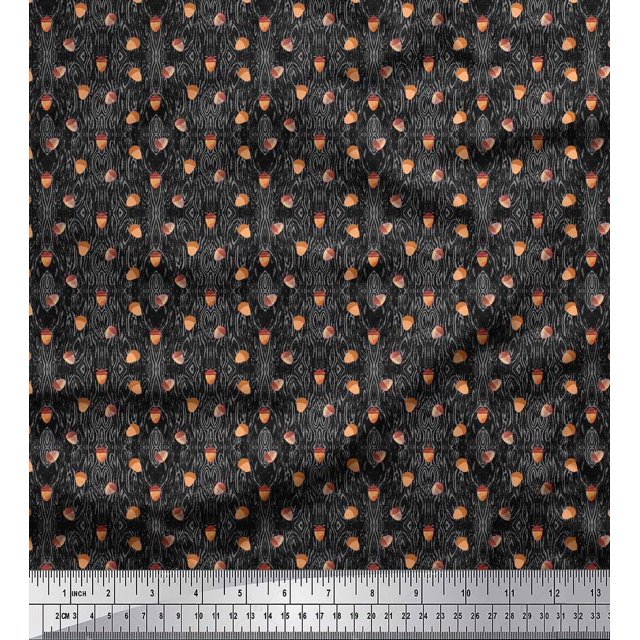 Soimoi Black Poly Georgette Fabric Oaknut Fruits Fabric Prints By Yard 42 Inch Wide