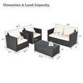 thumbnail image 3 of Costway 4PCS Patio Rattan Furniture Set Cushioned Sofa Chair Coffee Table Off White, 3 of 9