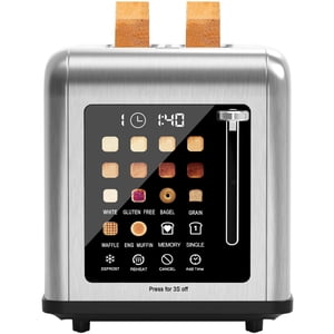 2 Slice Toaster Touch Screen, Stainless Steel Toasters Digital Timer 2 Slot Toasters, 8 Shade Settings 6 Bread Types for Bagel, Cancel, Defrost?Stainless Steel?