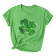 thumbnail image 1 of Besolor T-Shirts de la Saint-Patrick pour Femmes, Col Rond, Manches Courtes, T-Shirts Basiques, T-Shirts Graphiques Trèfle, Hauts de Festival, 1 of 3