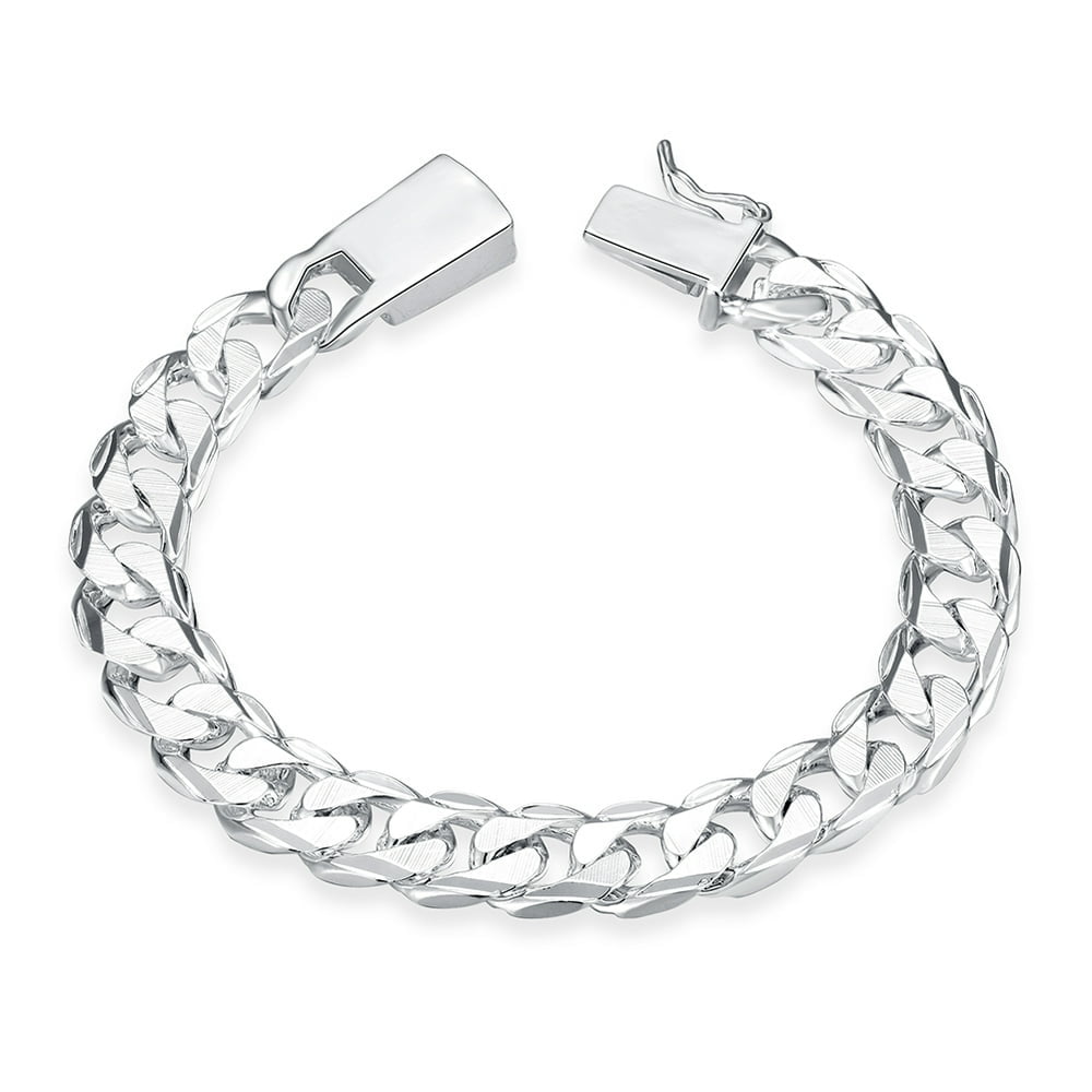 Fashion Jewelry 925 Sterling Silver 10 mm Square Buckle Sideways