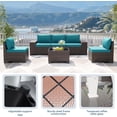 thumbnail image 2 of Kullavik Patio Furniture Sectional Sofa Set 7 Pieces PE Rattan Outdoor Furniture w/43in Gas Fire Pit Table, Patio Conversation Set with 55000 BTU Propane Fire Pit, Blue, 2 of 6