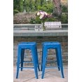 thumbnail image 3 of Vogue Furniture Direct 24 Inch Metal Bar stools, Backless Counter Height Barstools, Indoor Outdoor Stackable Stools with Square Seat, Set of 4 (Blue), 3 of 4