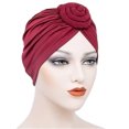thumbnail image 2 of Lot de 1 Disque Concentrique Turban Africain Pré-Noué Léger Mode Couvre-Chefs pour Femmes Rouge Vin, 2 of 5