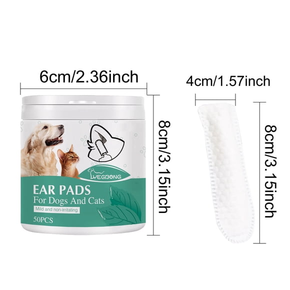 SLYNSHome Lingettes Nettoyantes pour Oreilles pour Doigts pour Chiens et Chats, 50 Unités Tampons de Nettoyage Otiques Jetables Doux, Enlève Délicatement la Cire, la Saleté et les Odeurs, Soulage les Démangeaisons, Soins des Oreilles pour Animaux Non Irritants