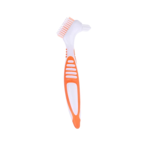 yievot 1Pc Denture Teeth Brush Easy Grip Handle Double Sided Toothbrushes